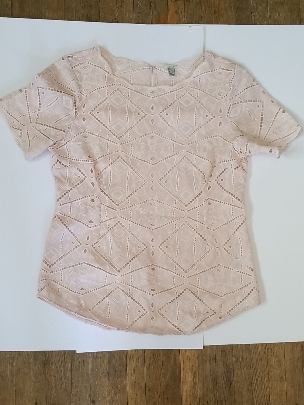 J. Crew Pale Pink Eyelet Short Sleeve Top